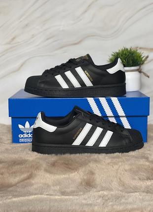 Кроссовки adidas superstar black white адидас суперстар черные 36–45 7