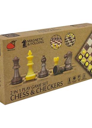 Набор настольных игр "магнитные шахматы, шашки" 2 в 1 2258, 24х24х2,5 см