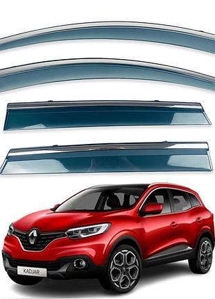 Ветровики для renault kadjar 2015+ нерж. с хром полоской (defl)