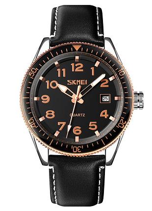 Skmei 9232lrgbk rose-gold black leather sale