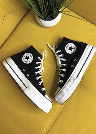 Оригінальні кедр на чорні кеди на платформі converse chuck taylor all star lift