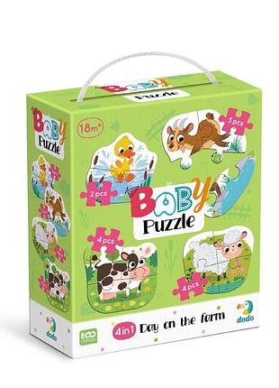 Дитячий пазл 4 в 1 "baby puzzle. день на фермі" dodo toys 300687 набір 4 в 1