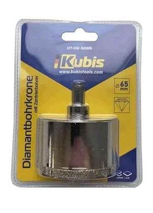 Сверло корончатое алмазное keramik plus с центровым сверлом, камень, гранит, керамогранит d=65мм тм kubis