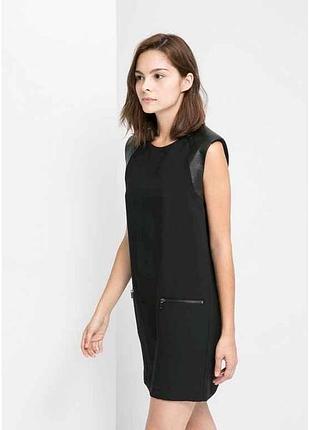Платье с деталями из кожи женское р.xs (укр.40) черное 34033575 тм mango