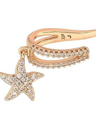 Серьги моно-кафа позолота 18k «подвеска звезда с инкрустацией кристаллами» 290820 тм xuping