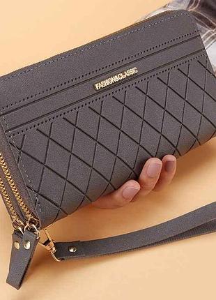 Кошелек женский 19*10*4см серый экокожа 939-5 тм китай