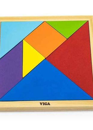 Гра-головоломка кольоровий деревяний танграм, 7 ел. (55557) тм viga toys