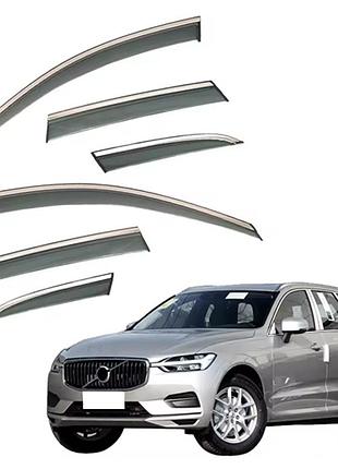 Д/в volvo xc60 2018+ 6шт. нерж. з хром полоскою (hawk)