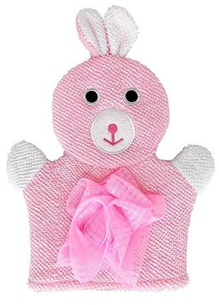 Мочалка-рукавичка для купання малюків mgz-0911(pink) зайчик