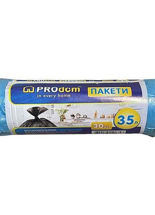 Пакети для смiття 30шт 35л з затяжкою сині тм prodom