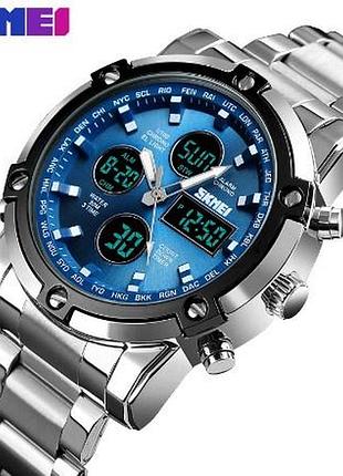Skmei 1389bu silver-black-blue 2