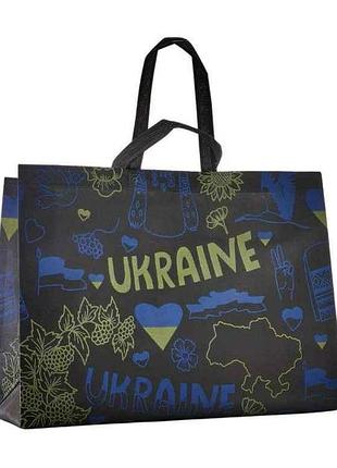 Еко сумка українські символи концентрат чорний 500x370x(2*100)(1*30) 500мм тм rendpak