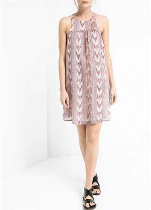 Платье икат из льна и хлопка женская р.xs (укр.40) бежевое 33080272 тм mango