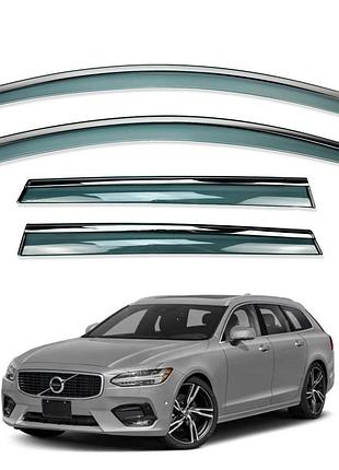 Ветровики для volvo v90 2019+ с нерж. хром полоской (hawk)
