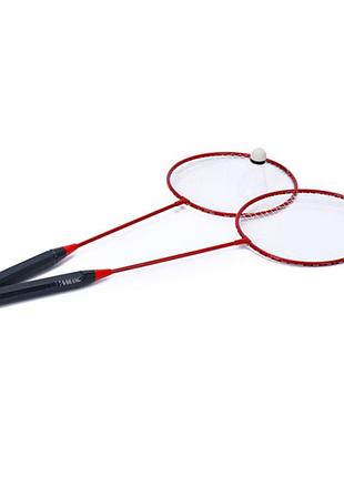 Бадминтон железный ms 0755(red) ракетки 2 шт, волан, 64,5-20,5 см