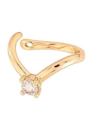 Серьги моно-кафа позолота 18к узор с кристаллом 1,5см (1шт) (325548) тм xuping