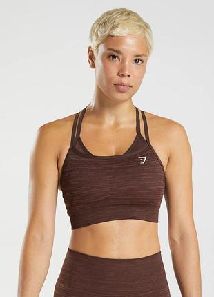 Спортивный топ gymshark vital seamless (коричневый меланж, размер s)