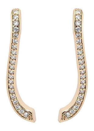 Серьги позолота 18k пусеты волнистые дорожки циркония (159684) тм xuping