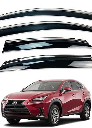 Дефлекторы окон (ветровики) lexus nx / nx350 2014-2021 нерж. з хром полоскою (hawk)