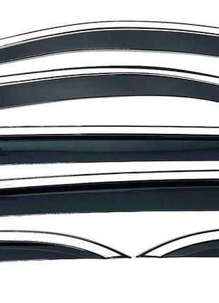 Дефлекторы окон (ветровики) toyota highlander 6pcs 2014-2020 нерж. з хром полоскою (hawk)