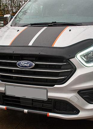 Дефлектор капота (мухобійка) для ford transit/tourneo custom 2018 (tan24)