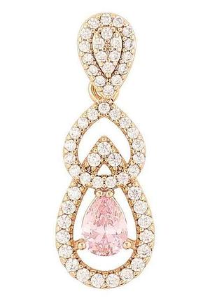 Кулон позолота 18k «утонченная подвеска с цирконом и розовым фианитом» для цепочки до 4мм (262286) тм xuping