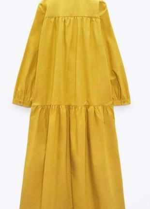Горчичное хлопковое платье zara 4