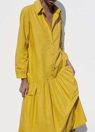 Гірчична бавовна сукня zara