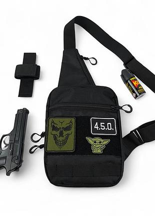 Тактическая сумка на плечо с кобурой, система molle, патч-панель, cordura