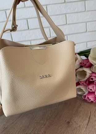 Женская мини сумочка стиль зара, яркая сумка на плечо стиль zara серая белая молочная кремовый