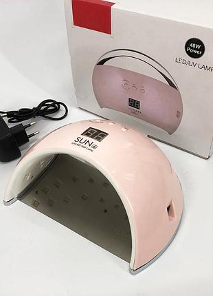 Ультрафіолетова лампа для манікюру uv lamp sun 6, світлодіодна сушарка для гель лаку. колір: рожевий