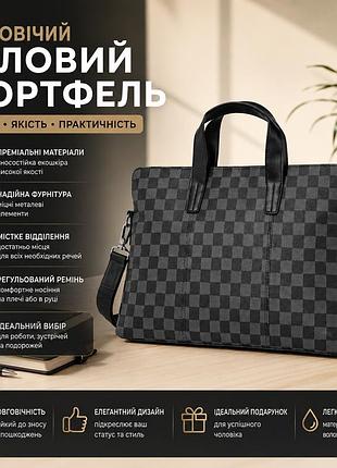 Мужской офисный портфель, деловая сумка для документов из экокожи