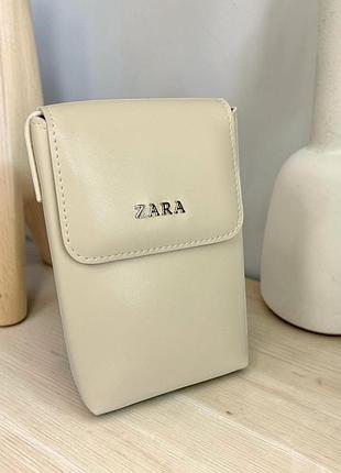 Женская мини сумочка клатч для телефона стиль зара, маленькая сумка zara молочный