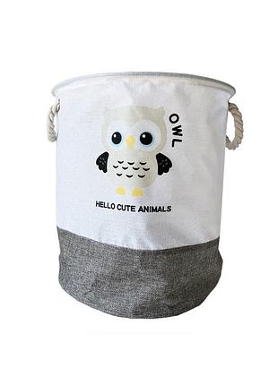 Корзина для игрушек и белья "hello cute animals сова" mgz-1006(grey) 35 х 40 см
