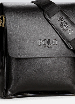 Мужская сумка планшетка поло на плечо, стильная сумка-планшетка polo черная барсетка