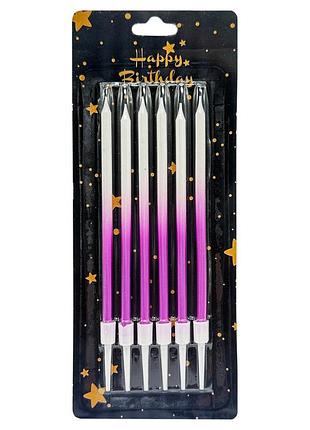 Набор свечей для торта "градиент" jy-1059(violet) 6 штук, размер 13 см