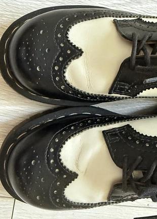 Dr. martens 10458 bex smooth leather brogue / wingtip oxford black & white / чорно-білі двоколірні броги uk 4 / us women 6 / eu 37 made in vietnam 5