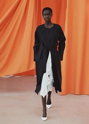 Чорний льняний плащ zara 100% льон