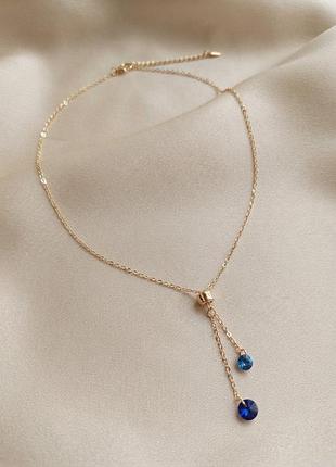 Колье "xuping jewelry" медицинское золото со стразами swarovski