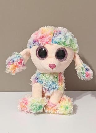 Ty beanie boos rainbow poodle dog plush toy pink glitter eyes