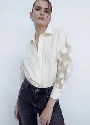 Блуза сорочка zara з прозорими рукавами