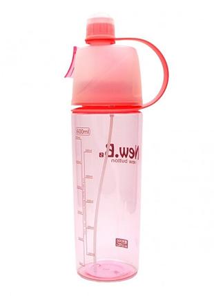 Спортивна пляшка для води з розпилювачем new b pink