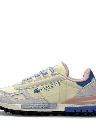 Женские кроссовки lacoste elite active beige blue pink