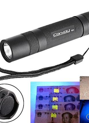 Кишеньковий ультрафіолетовий ліхтар convoy s2+ nichia 365 нм uv 700 ма акумуляторний