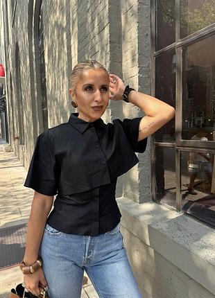 Zara стильна подвійна сорочка xs чорна