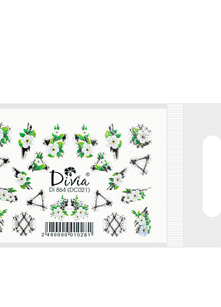 Наклейки для нігтів divia водна 3d кольорова di864 dc021 квіти яблуни daily skin care