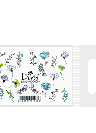 Наклейки для нігтів divia водна 3d кольорова di864 dc008 гілочки ромашки daily skin care