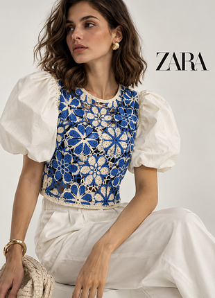 Zara дуже стильний топ з пишними рукавами
