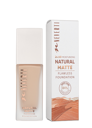 Тональная основа матирующая увлажняющая neverti natural matte (np302), 002 warm ivory светло-бежевая