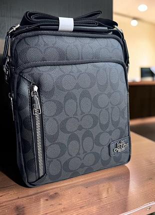 Мужская сумка планшетка на плечо стиль coach, сумка-планшетка коач люкс качество